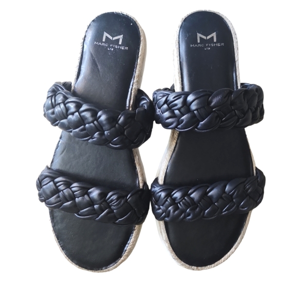 Marc Fisher Shoes - BN Marc Fisher LTD Black Jaimee Leather Braided Espadrilles Sandals Sz 7.5